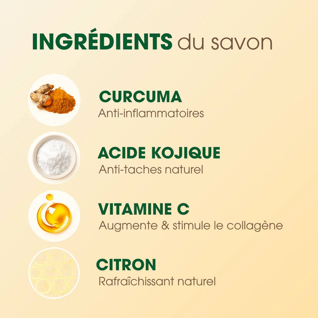 Savon Anti-Taches Au Curcuma (100g + 100g OFFERTS)