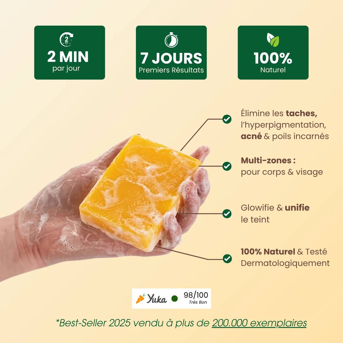 Savon Anti-Taches Au Curcuma (100g + 100g OFFERTS)